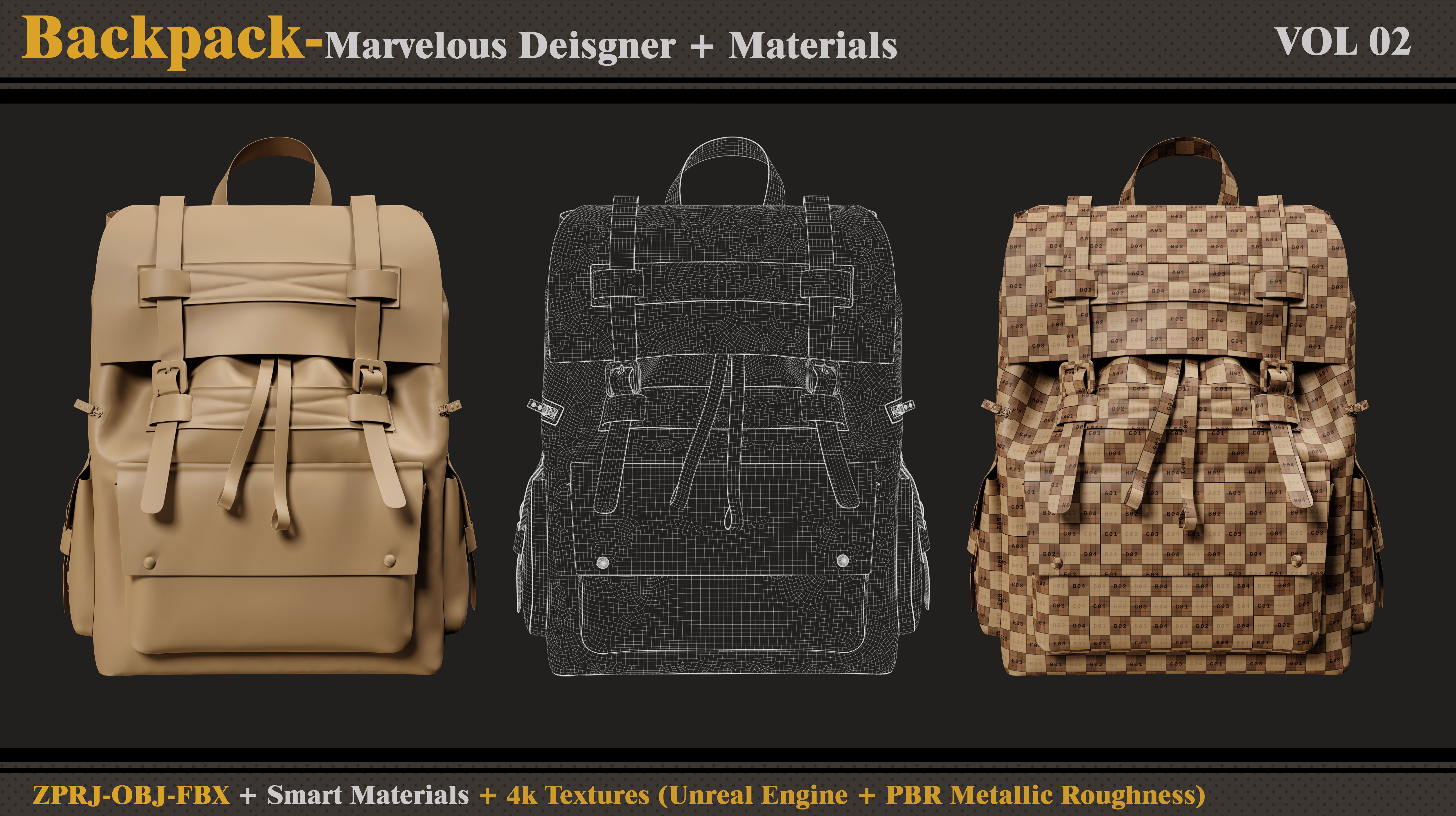Backpack-MD-Clo3d-3 Smart Material-4K Textures - OBJ- FBX 3D model_7
