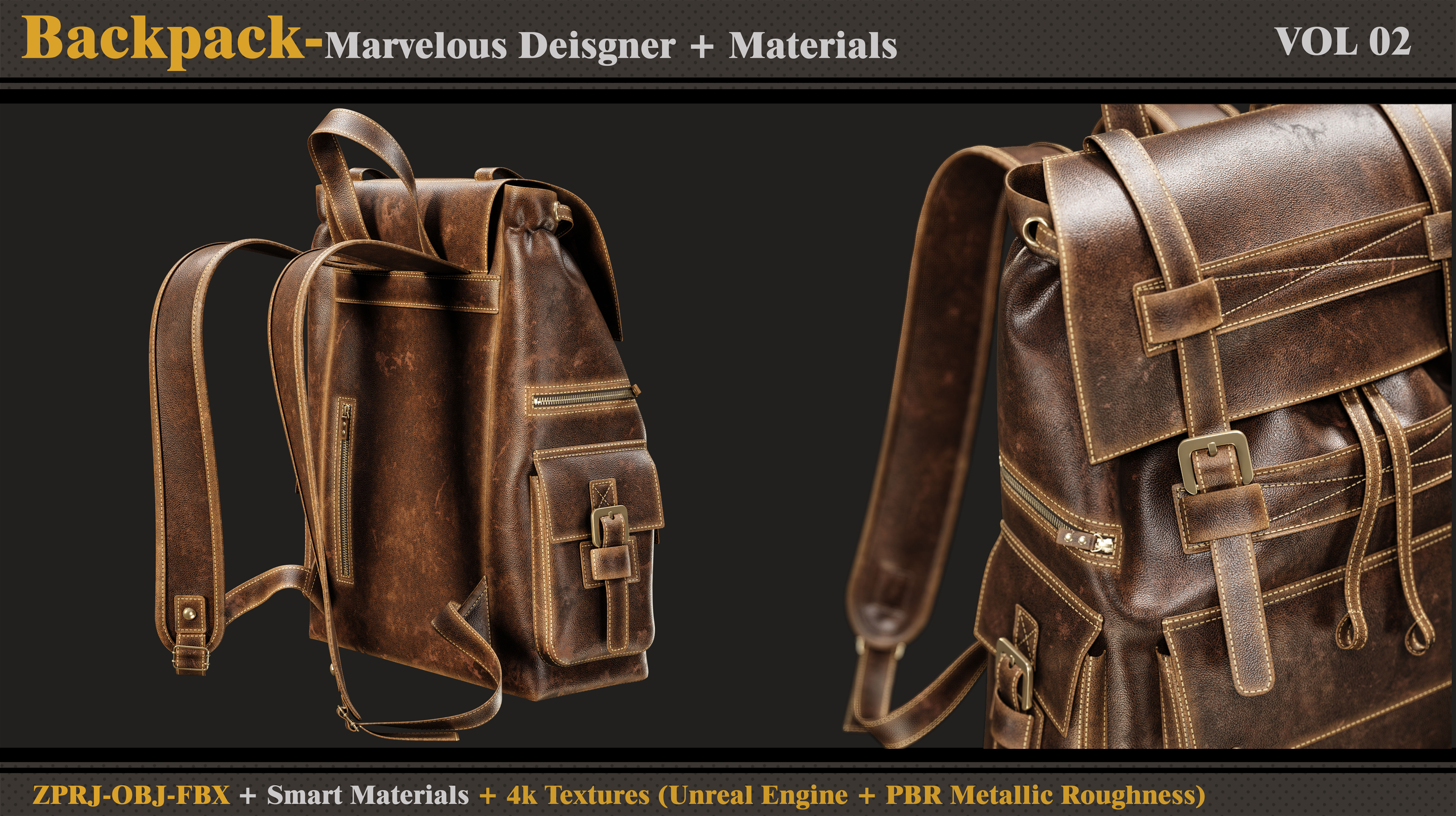 Backpack-MD-Clo3d-3 Smart Material-4K Textures - OBJ- FBX 3D model_4