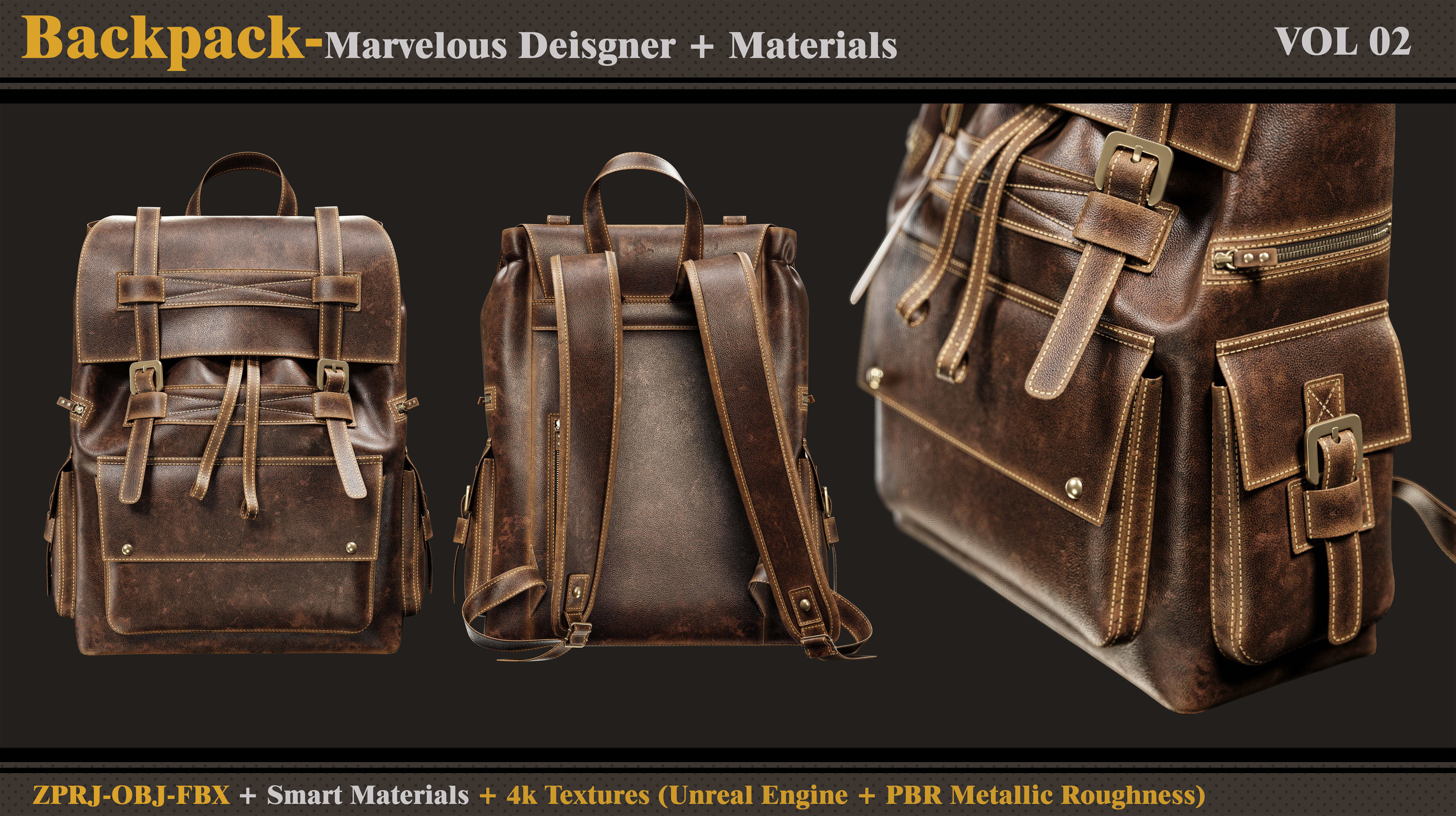 Backpack-MD-Clo3d-3 Smart Material-4K Textures - OBJ- FBX 3D model_1