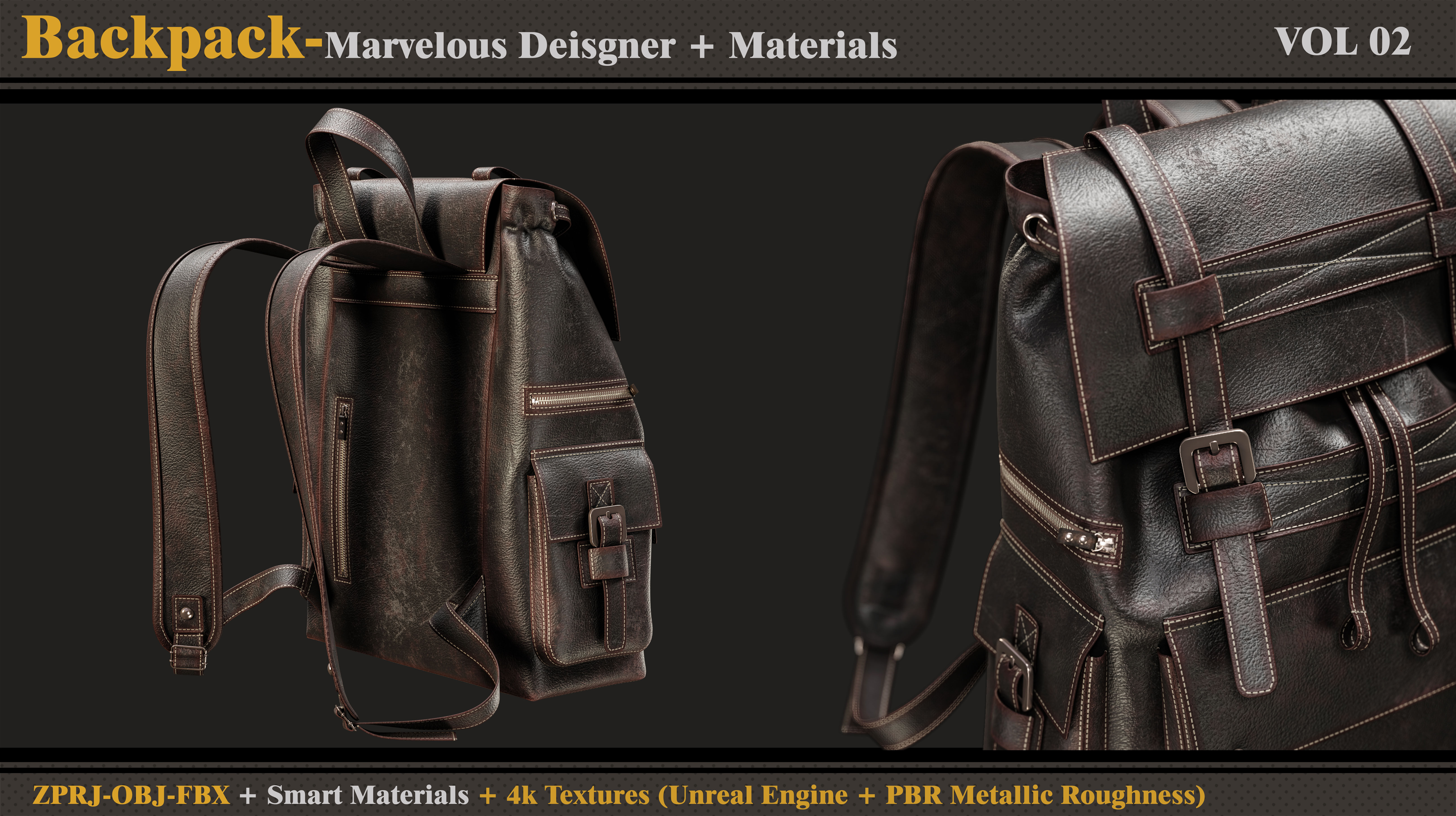 Backpack-MD-Clo3d-3 Smart Material-4K Textures - OBJ- FBX 3D model_5