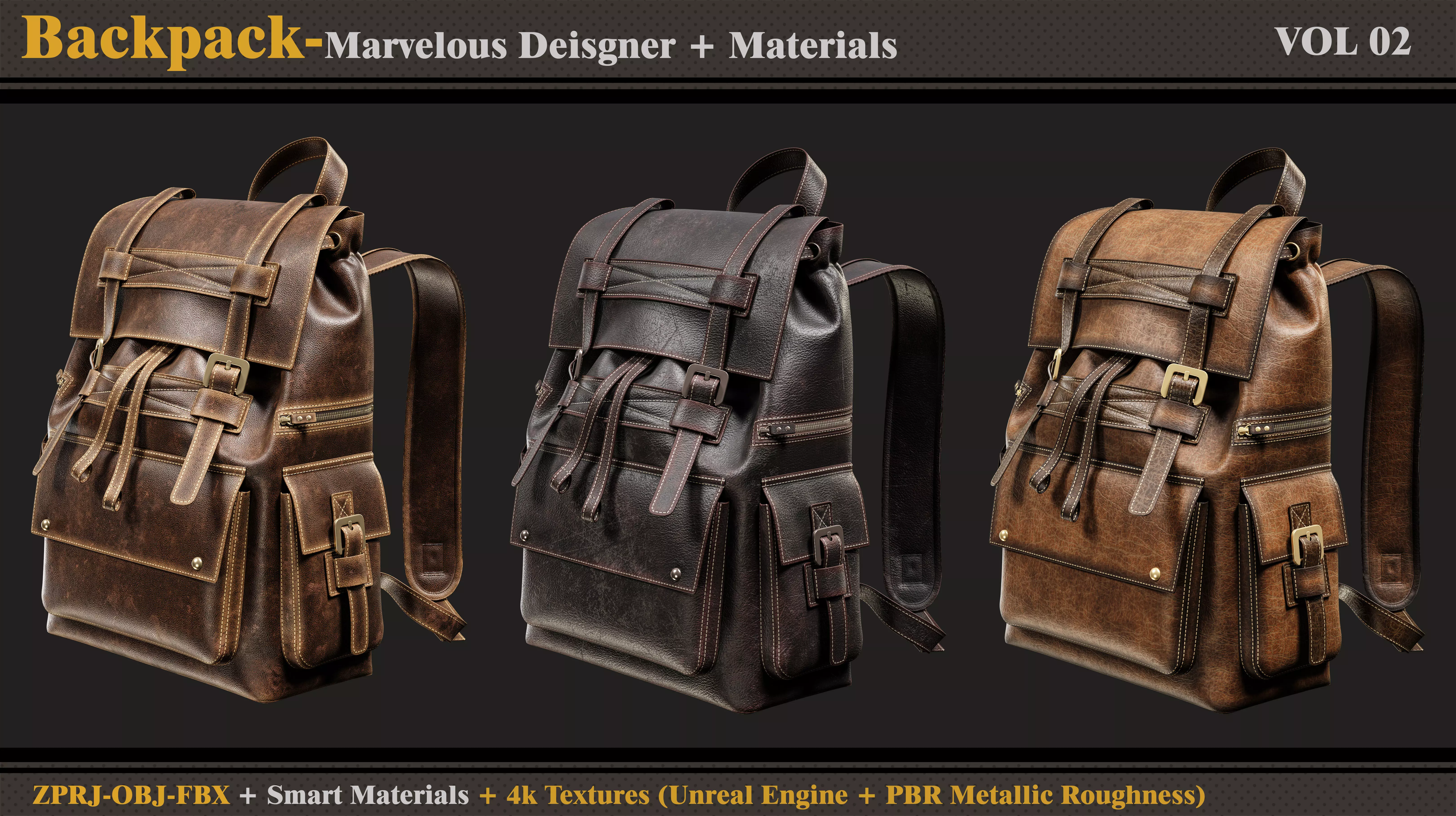 Backpack-MD-Clo3d-3 Smart Material-4K Textures - OBJ- FBX 3D model_0