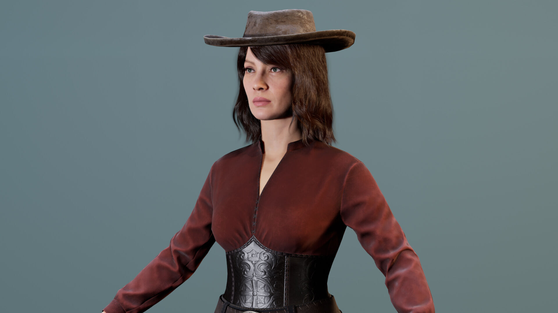 Western Cowboy Outfits Vol 3 - Rigged - Game Ready Low-poly 3D model_10