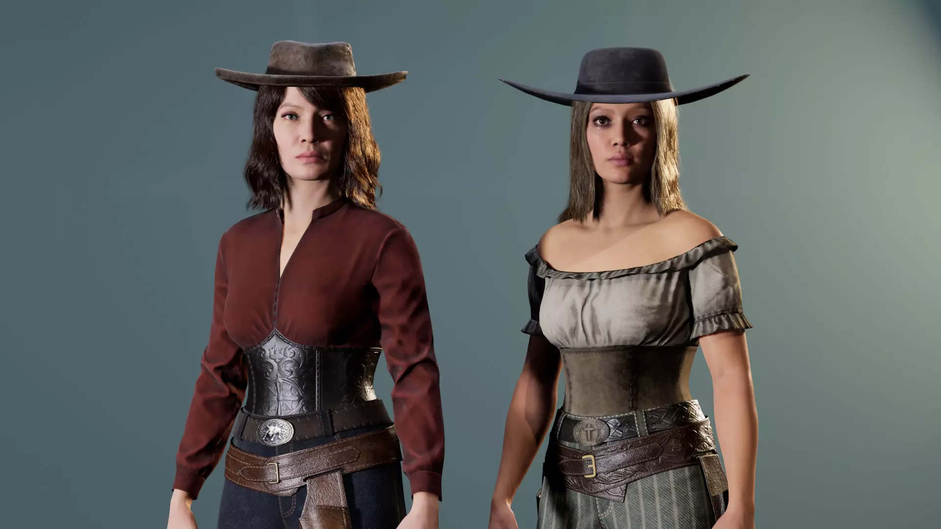 Western Cowboy Outfits Vol 3 - Rigged - Game Ready Low-poly 3D model_0