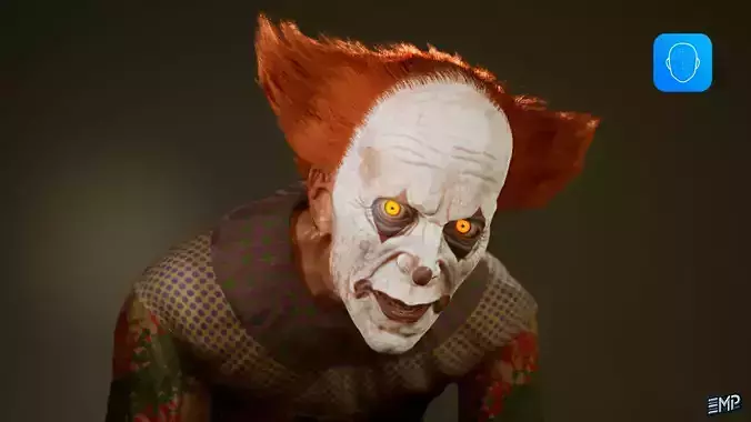 The Creepy Clown game character for Horror games