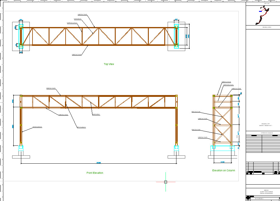 Pipe bridge 3 levels 22m long 2800mm wide 6400mm clearance 3D model_1