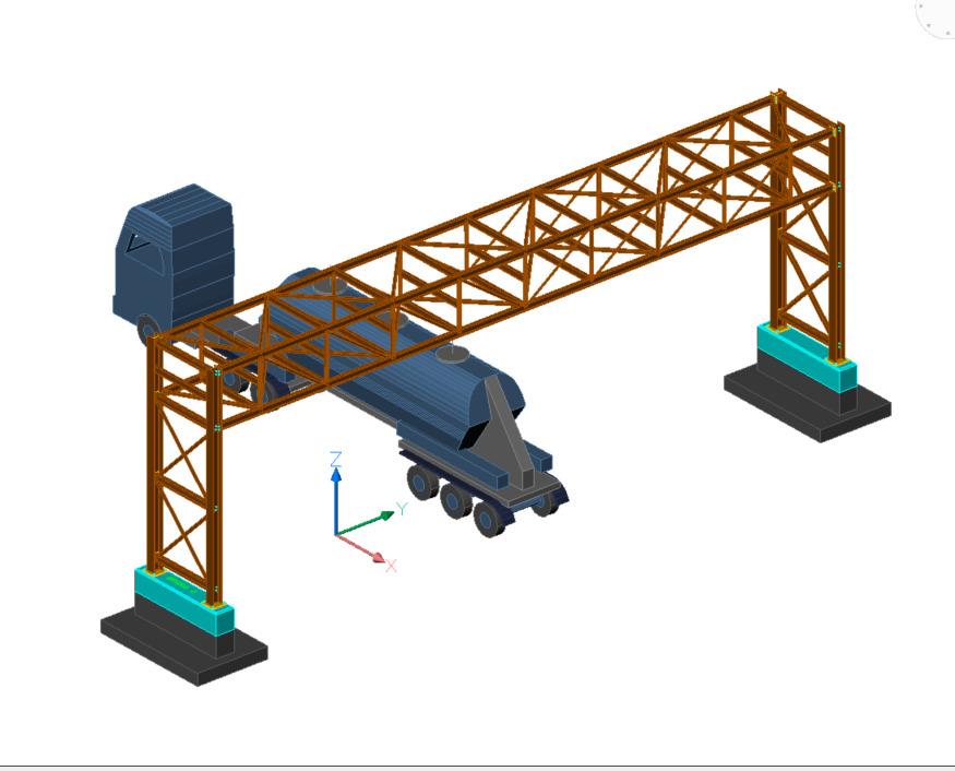 Pipe bridge 3 levels 22m long 2800mm wide 6400mm clearance 3D model_2