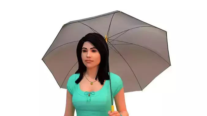 umbrella girl Low-poly 3D model