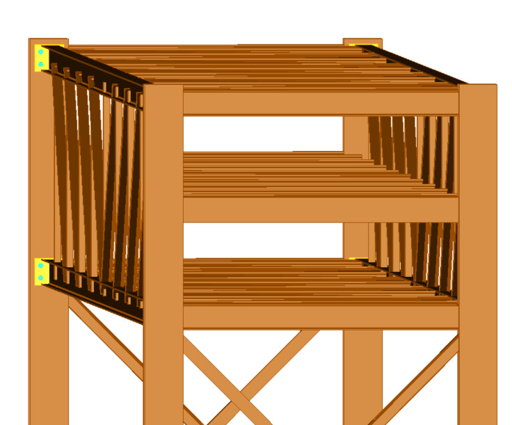 Pipe Bridge 3 levels 12m long 2800mm wide 7600mm clearance 3D model_3