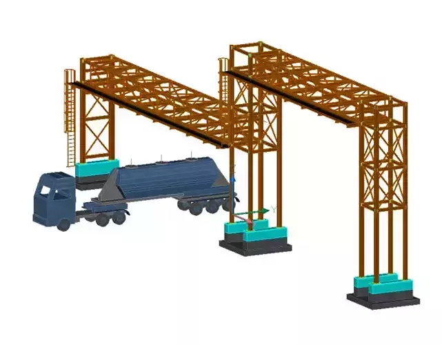 Pipe Bridge 3 levels 44m long 2700mm wide min 6700m clearance