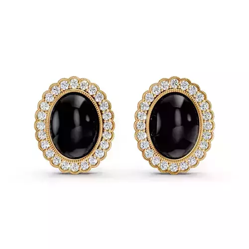 Black Cabachon Earrings
