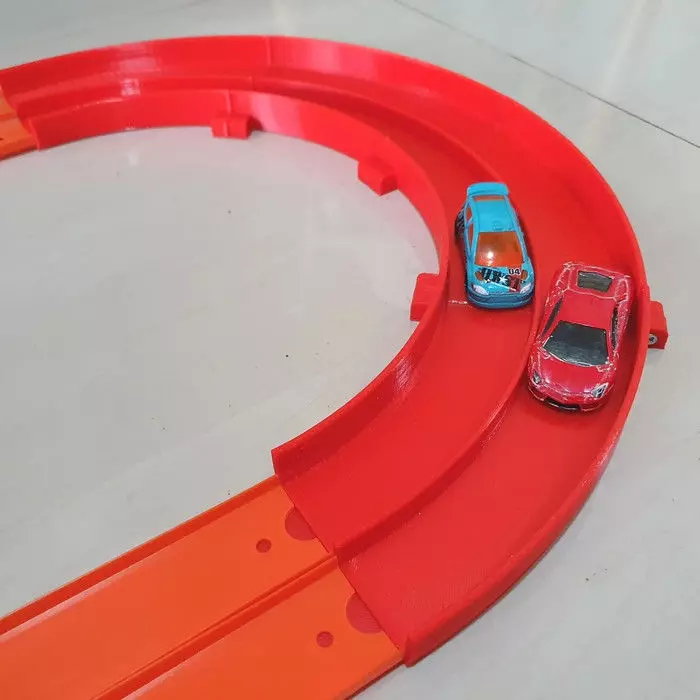 Hot Wheels Double Turn Fast Track 2 Lane Race Turn Track 3D model_0