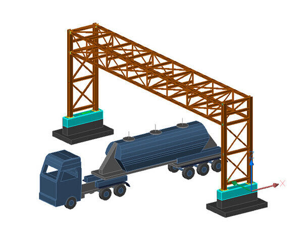 Pipe bridge 3 levels 21m long 3400mm wide 6200mm clearance 3D model