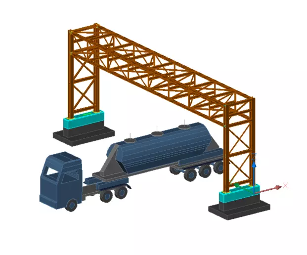 Pipe bridge 3 levels 21m long 3400mm wide 6200mm clearance 3D model_0