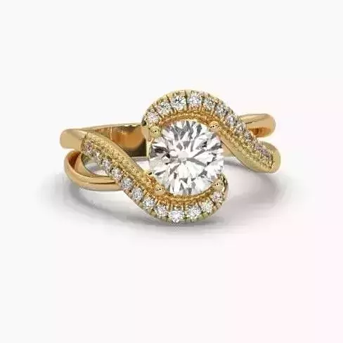 Printable 3D jewelry model of Solitaire Lady Ring with Diamond 