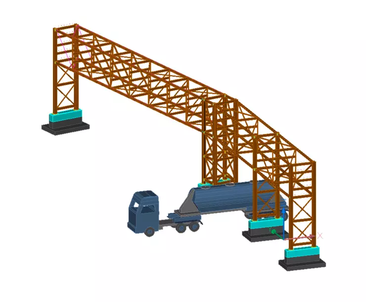 Pipe bridge 5 levels 54m long 2700mm wide 6400mm clearance 3D model_0
