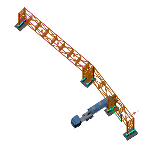 Pipe bridge 5 levels 54m long 2700mm wide 6400mm clearance 3D model_5