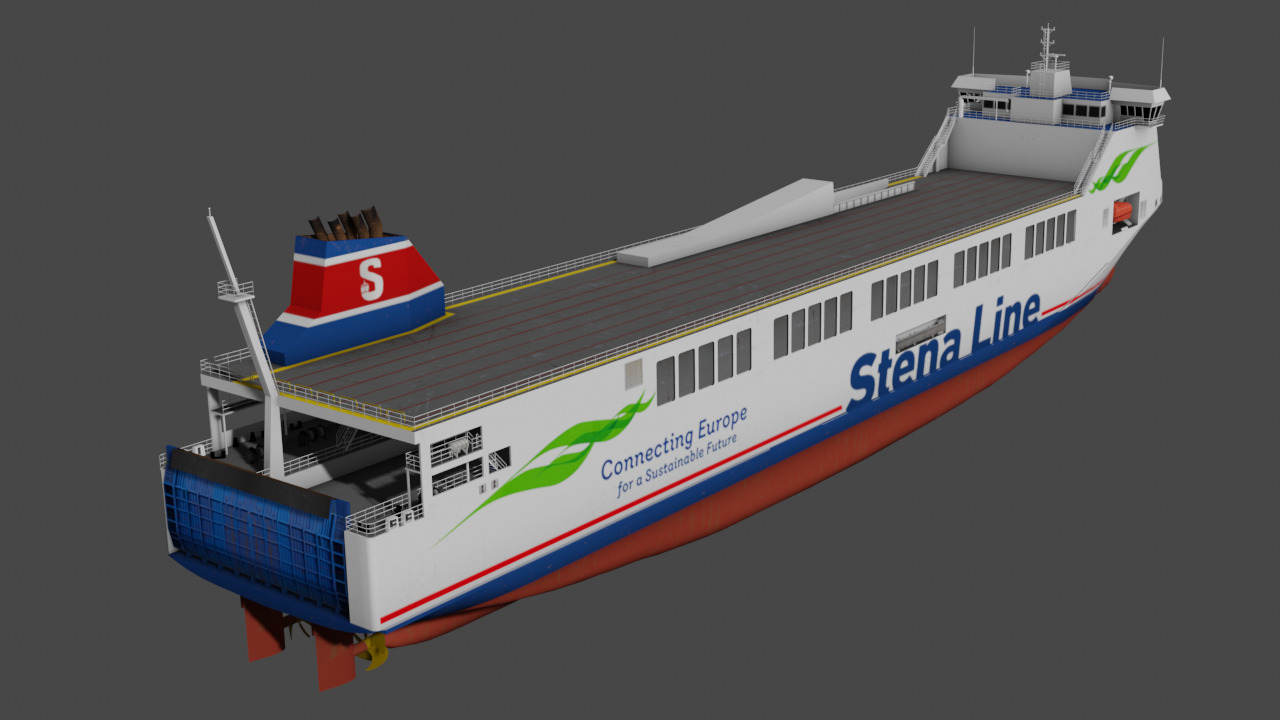 Methanol hybrid ferry Low-poly 3D model_7