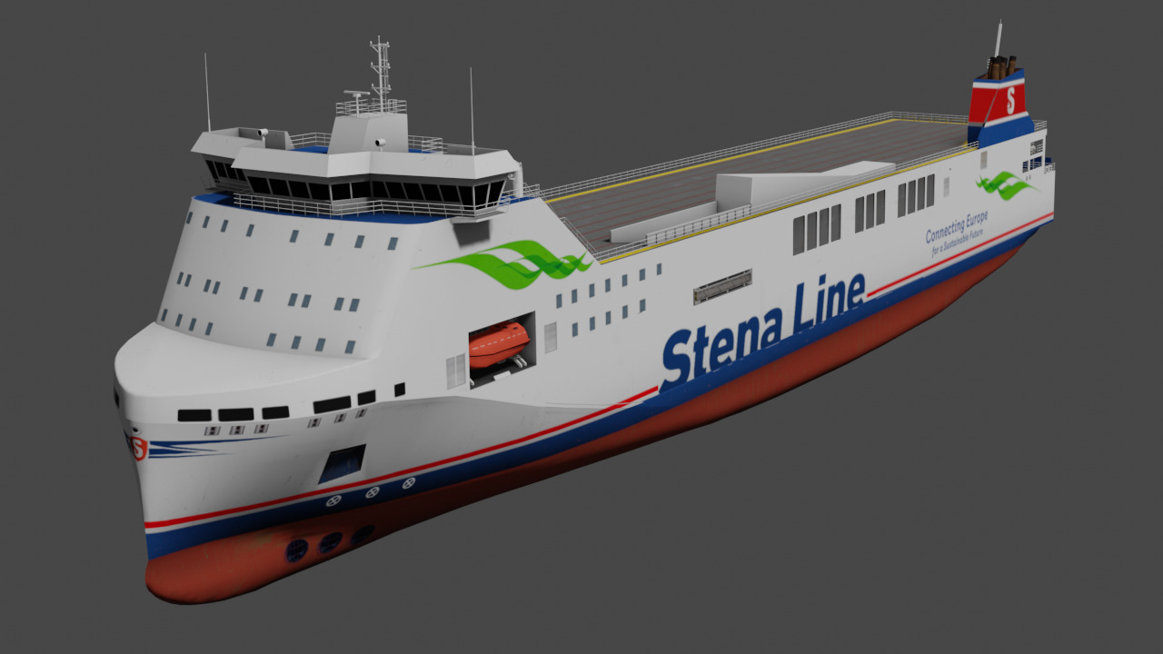 Methanol hybrid ferry Low-poly 3D model_8