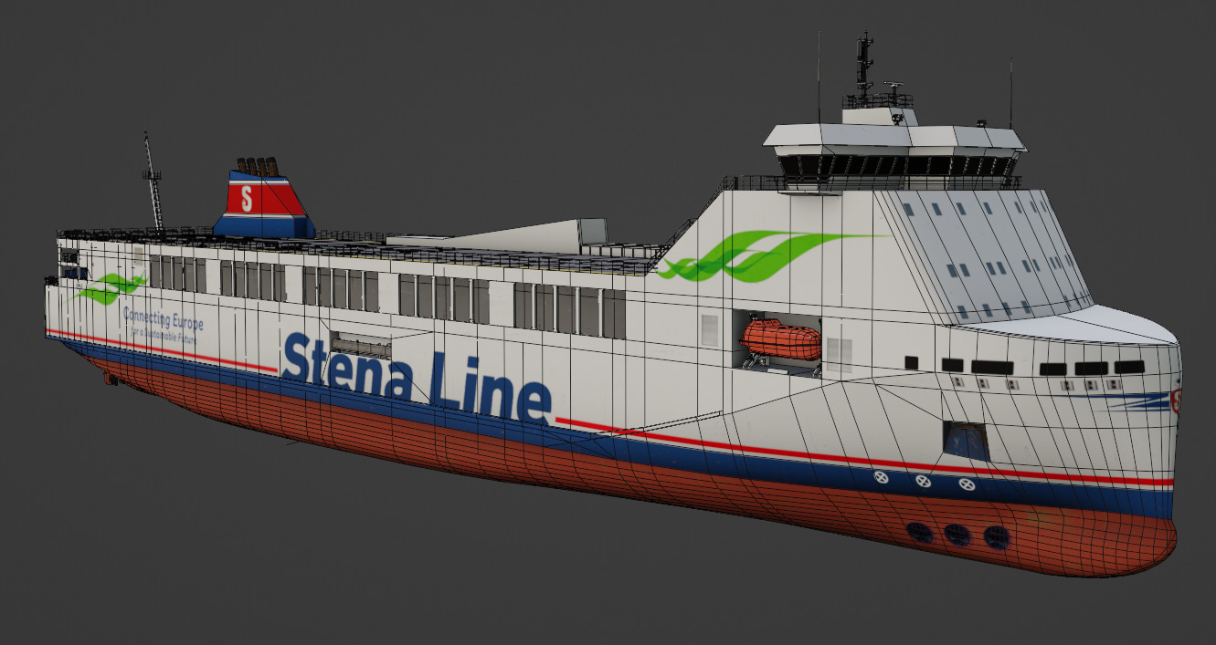 Methanol hybrid ferry Low-poly 3D model_3