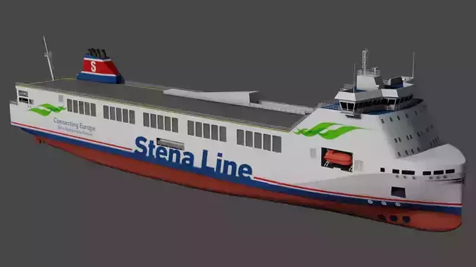 Methanol hybrid ferry Low-poly 3D model