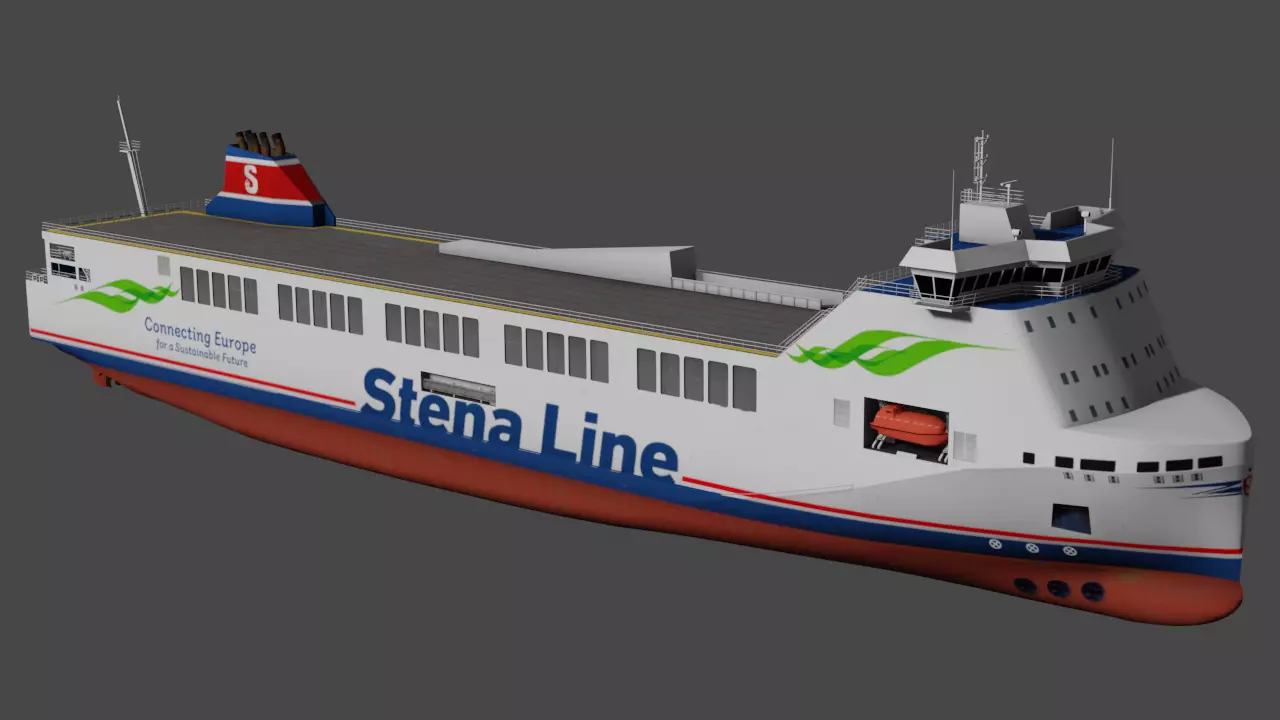 Methanol hybrid ferry Low-poly 3D model_0