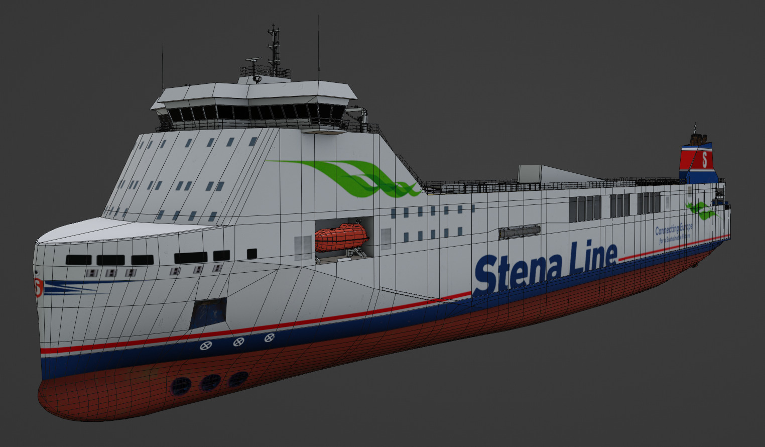 Methanol hybrid ferry Low-poly 3D model_2