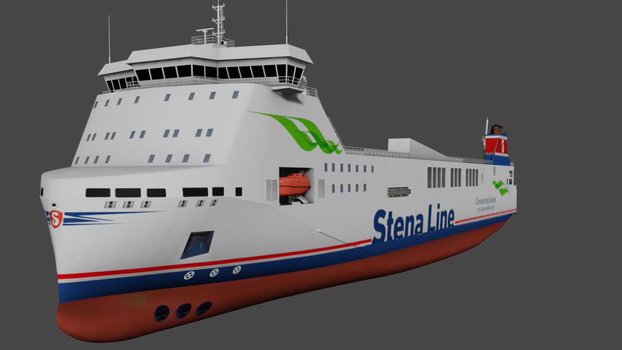 Methanol hybrid ferry Low-poly 3D model_1