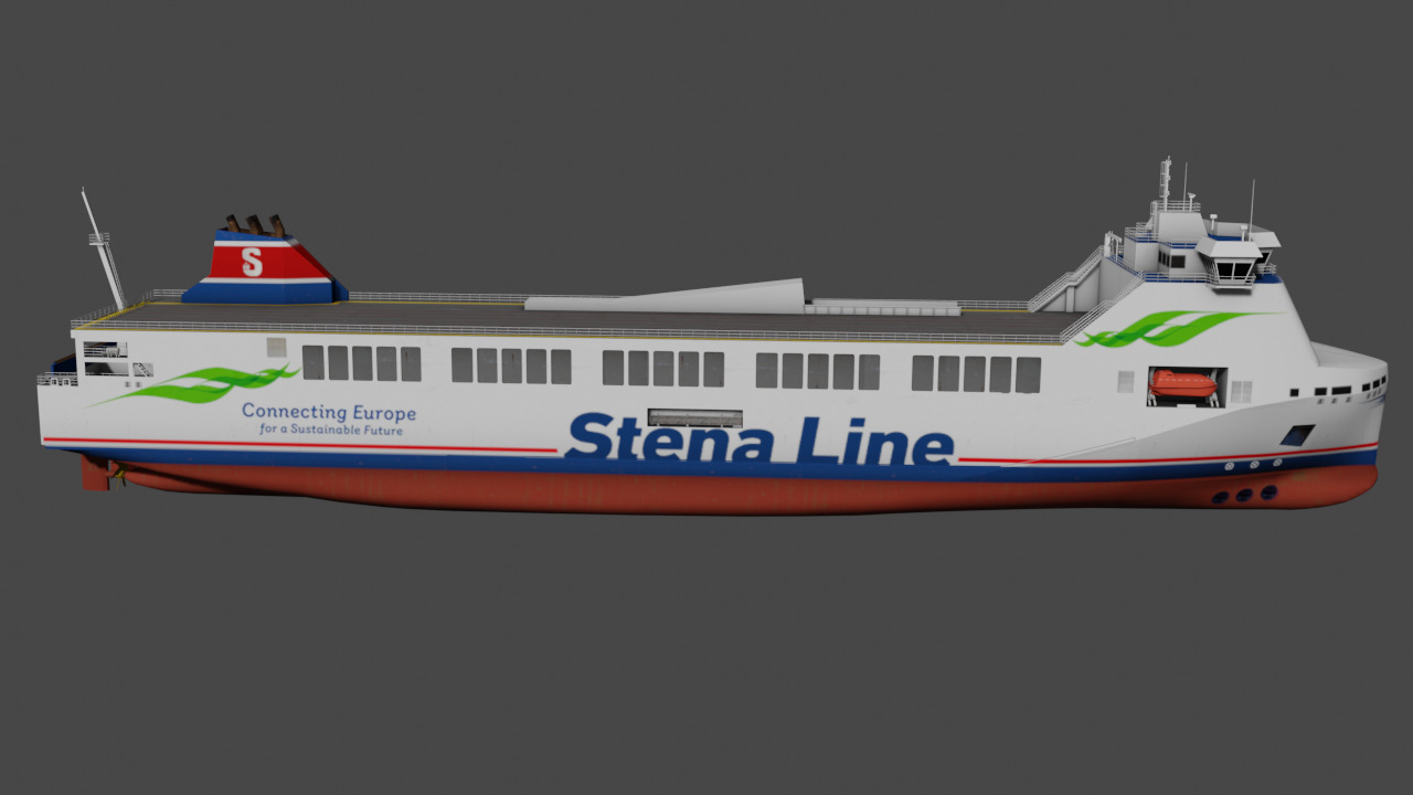 Methanol hybrid ferry Low-poly 3D model_6