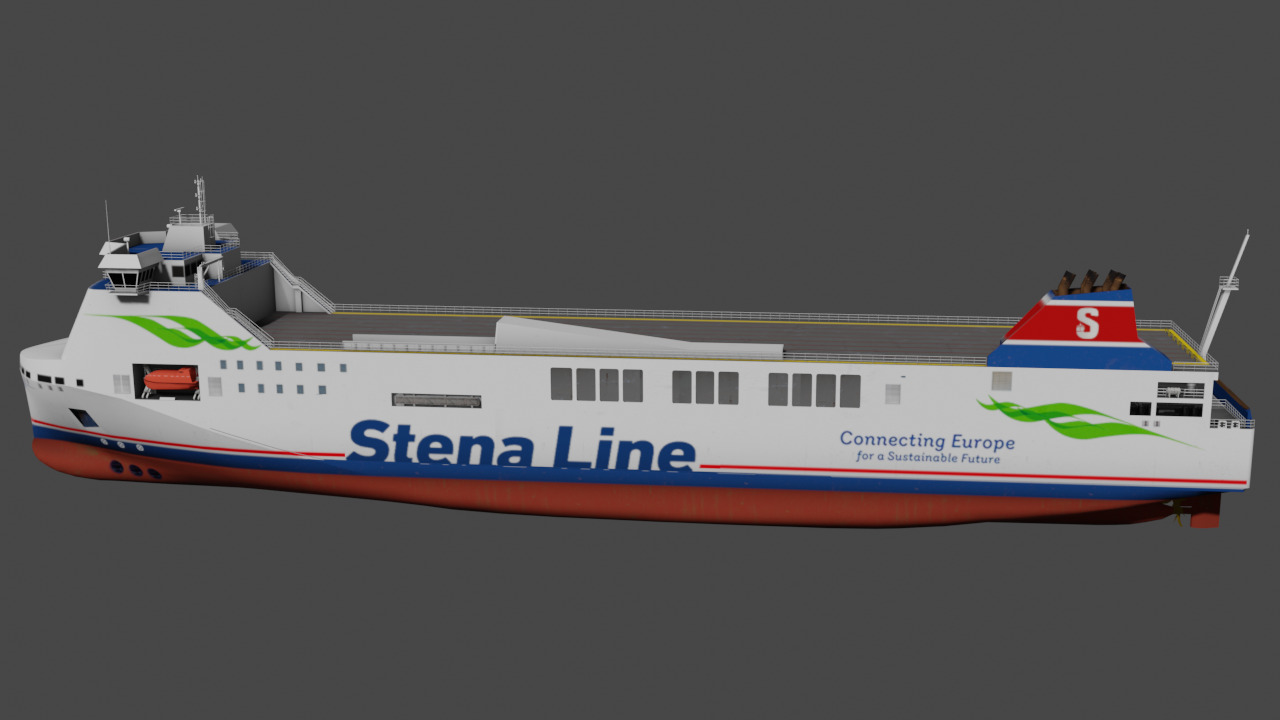 Methanol hybrid ferry Low-poly 3D model_9