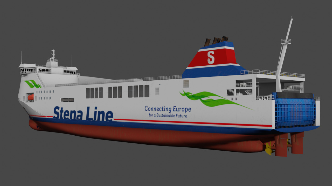 Methanol hybrid ferry Low-poly 3D model_11