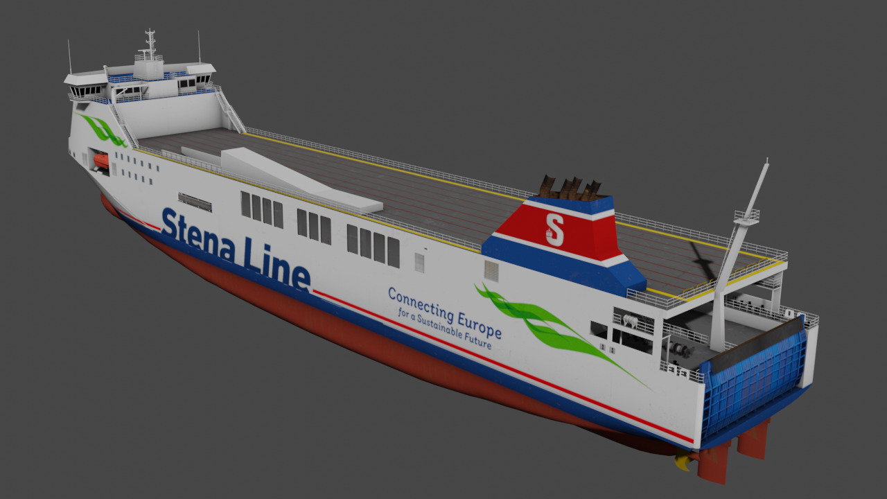 Methanol hybrid ferry Low-poly 3D model_10
