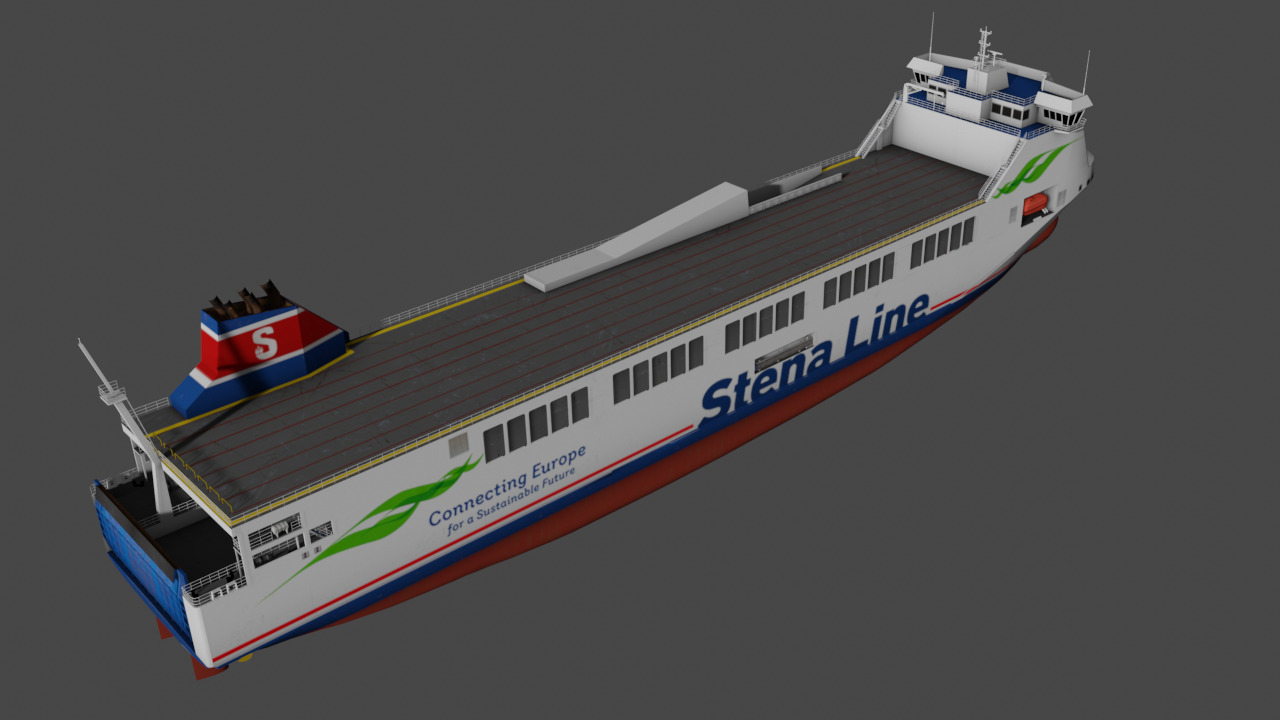 Methanol hybrid ferry Low-poly 3D model_12