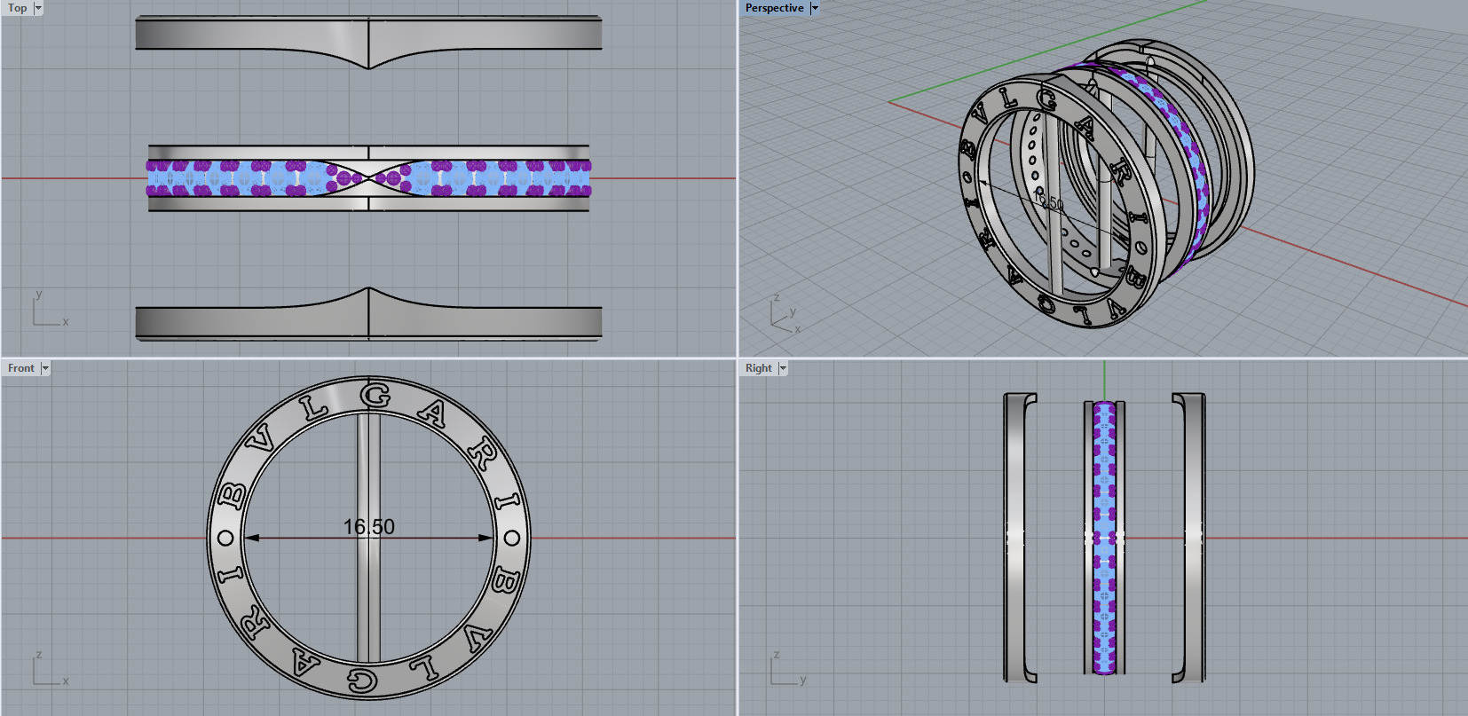 Bvlgari B1zero Rings With Gems 5 Sizes 3D print model_16