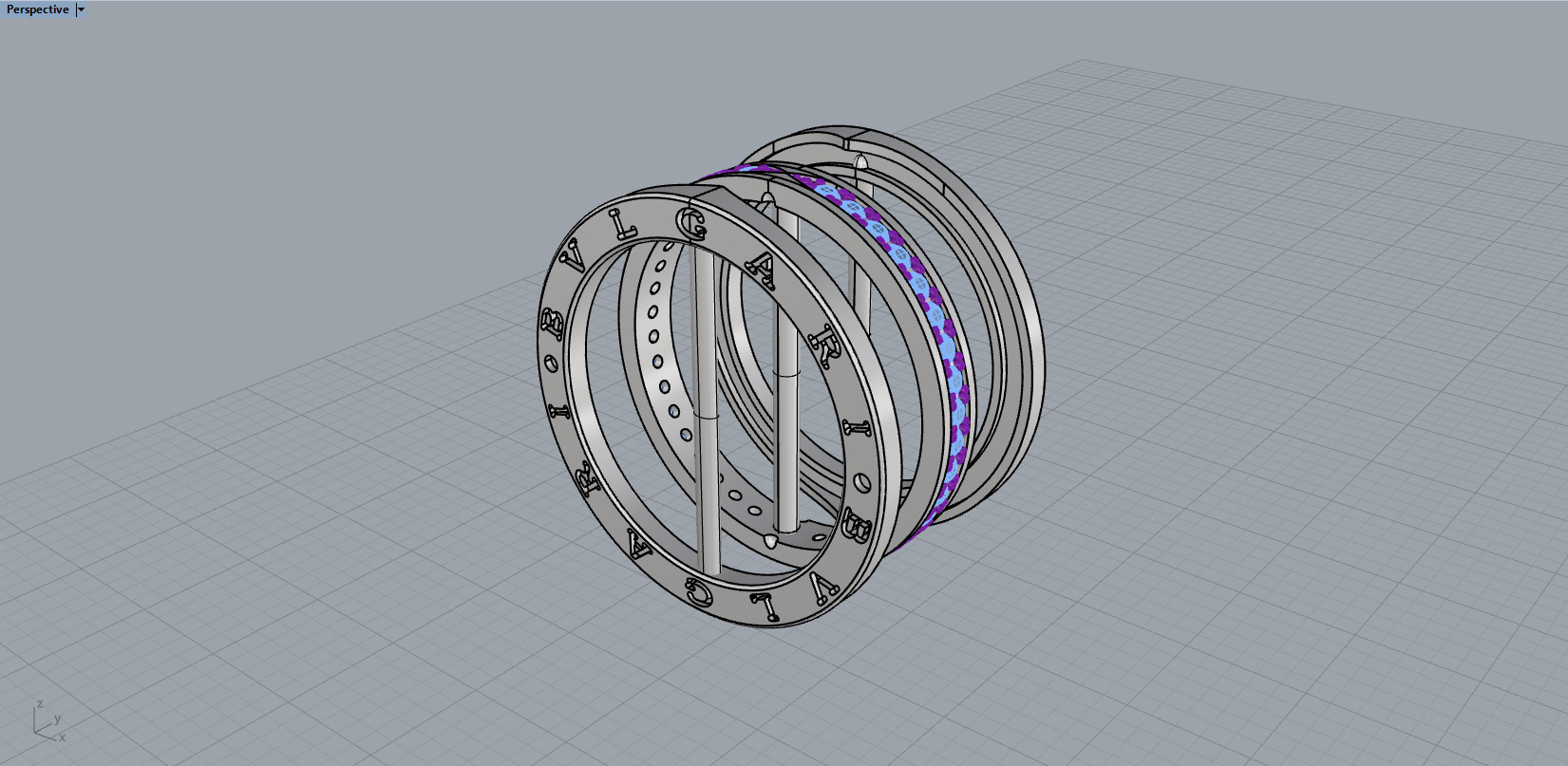 Bvlgari B1zero Rings With Gems 5 Sizes 3D print model_6