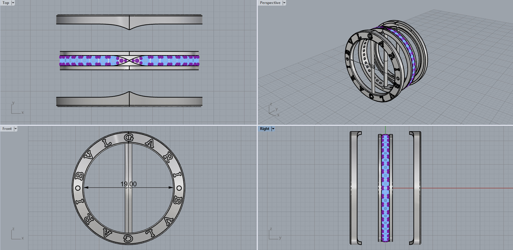 Bvlgari B1zero Rings With Gems 5 Sizes 3D print model_10
