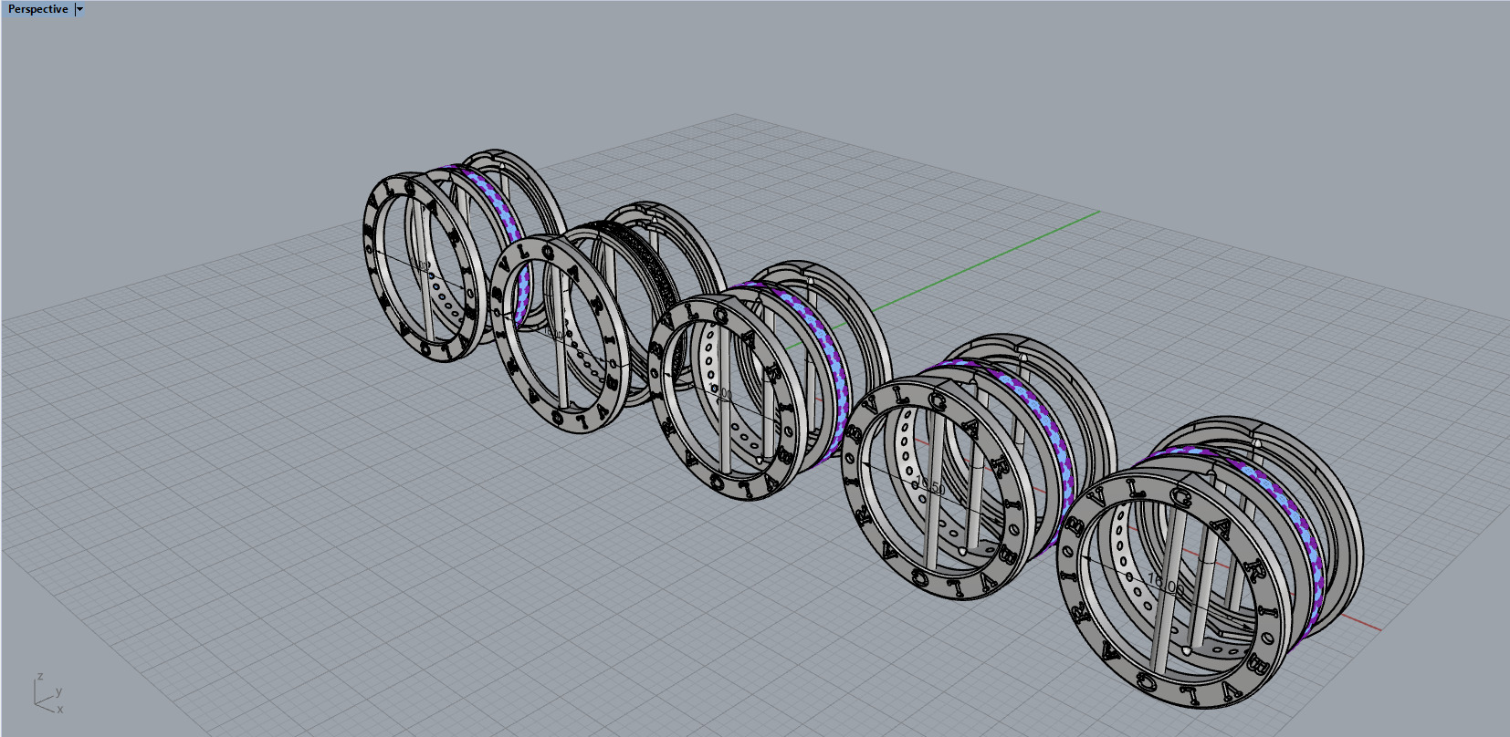 Bvlgari B1zero Rings With Gems 5 Sizes 3D print model_3