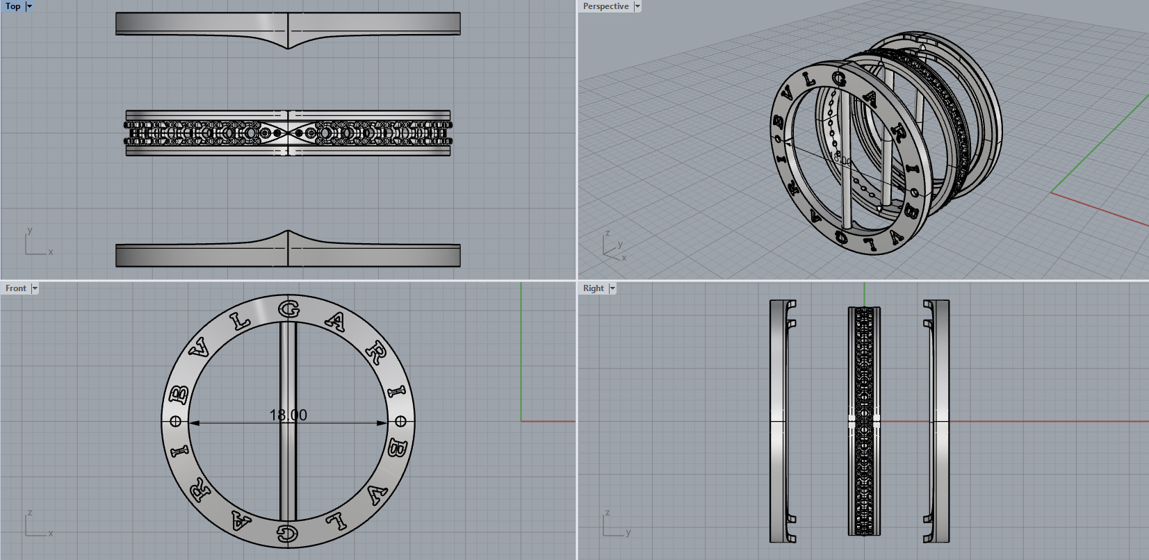 Bvlgari B1zero Rings With Gems 5 Sizes 3D print model_12