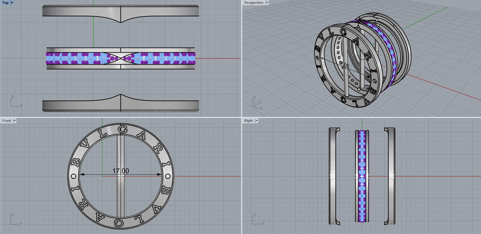 Bvlgari B1zero Rings With Gems 5 Sizes 3D print model_14