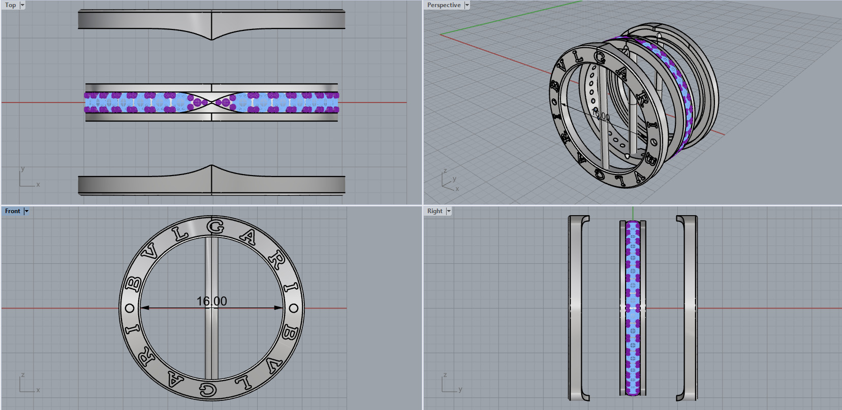 Bvlgari B1zero Rings With Gems 5 Sizes 3D print model_18