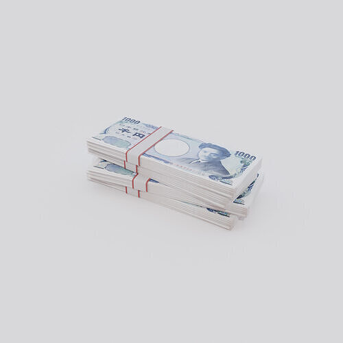 1000 Japanese yen JPY Currency Low-poly 3D model