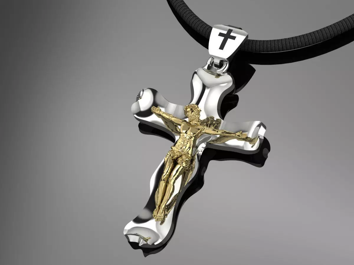 Cross Pendant Jesus Gold 3D print model