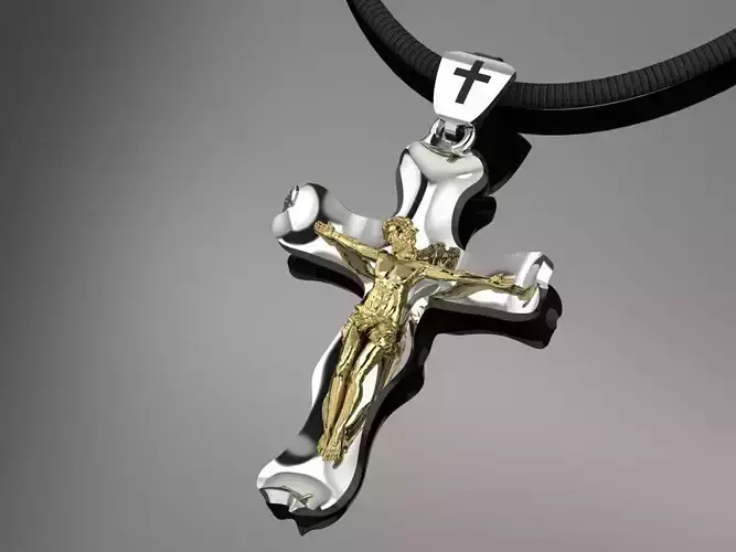 Cross Pendant Jesus Gold