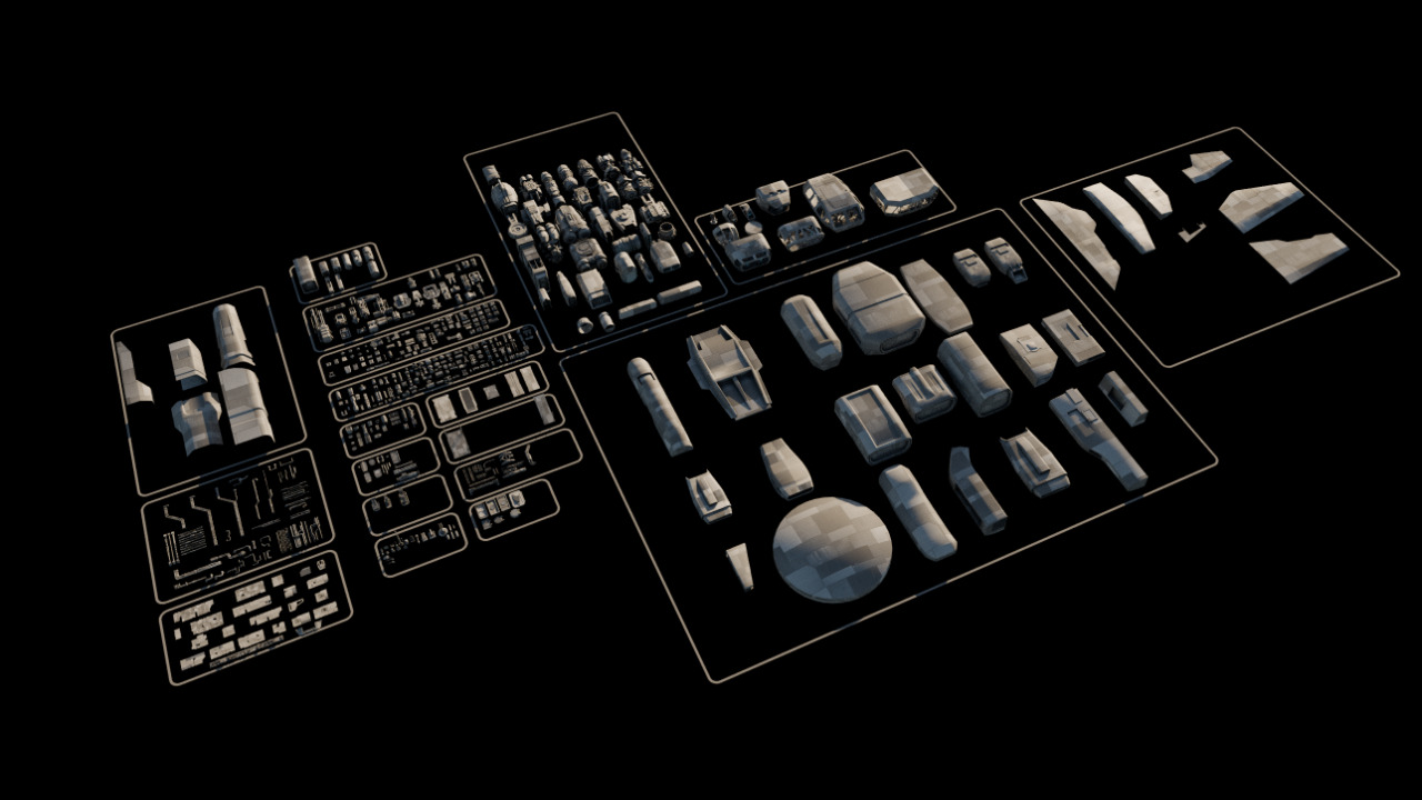 Scifi 3D Greeble Kitbashing Set 480 pieces 3D model_2