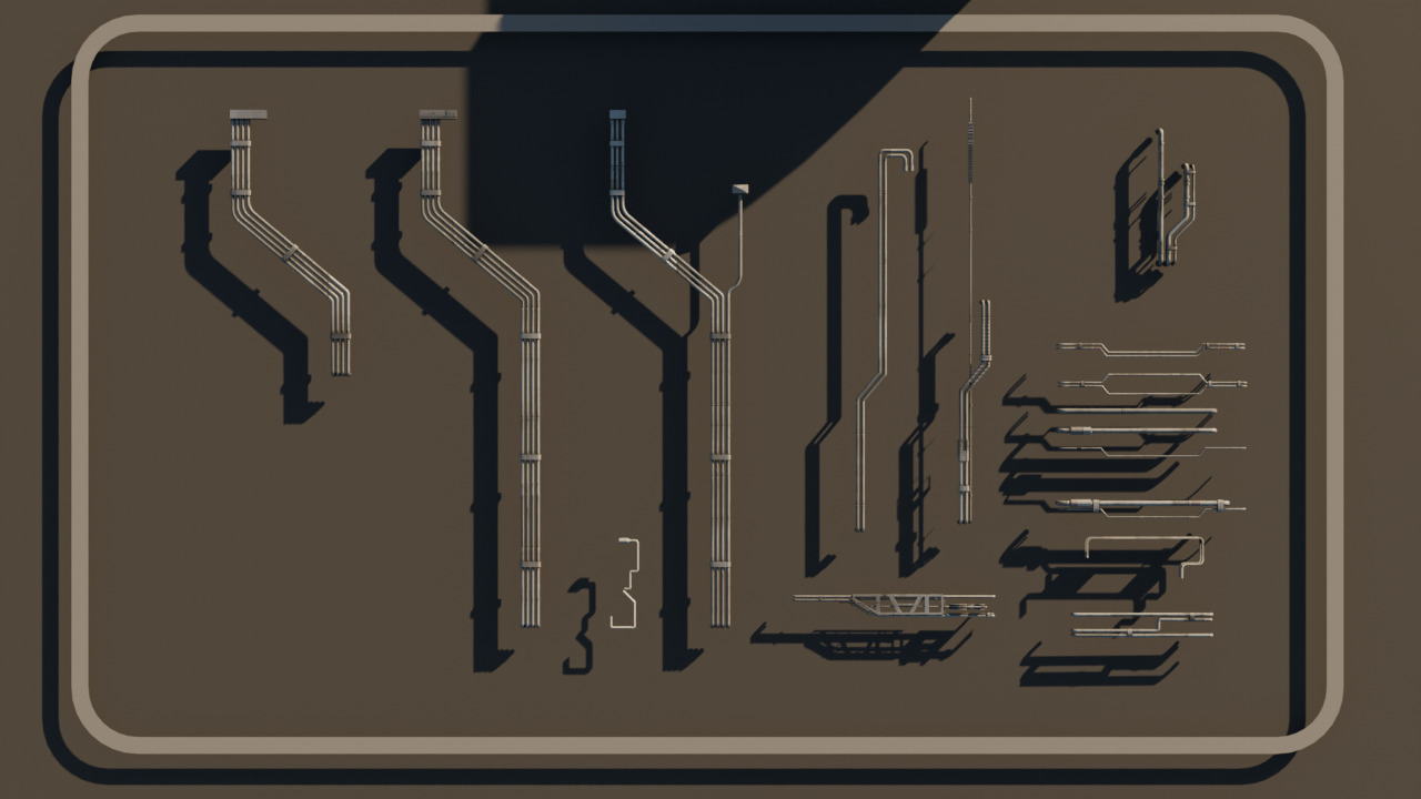 Scifi 3D Greeble Kitbashing Set 480 pieces 3D model_5