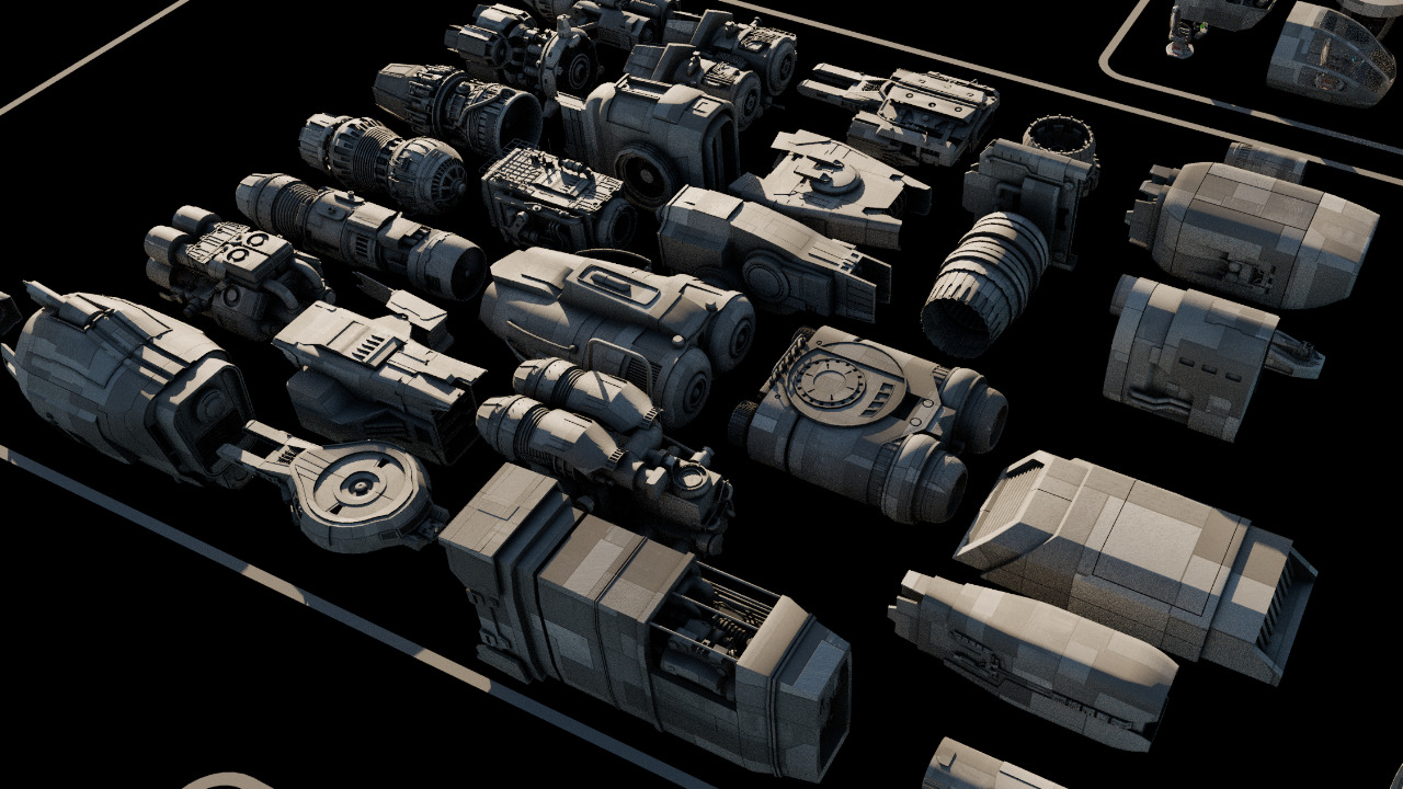 Scifi 3D Greeble Kitbashing Set 480 pieces 3D model_1