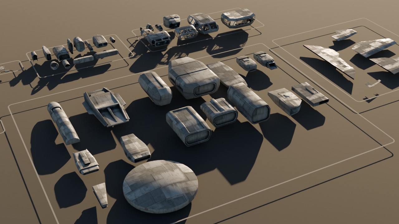 Scifi 3D Greeble Kitbashing Set 480 pieces 3D model_6