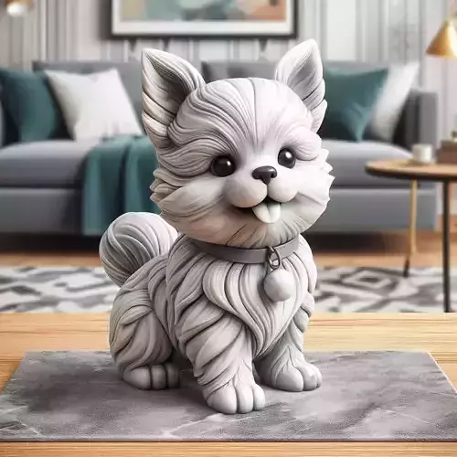 Fluffy Dog Playful Companion 3D model