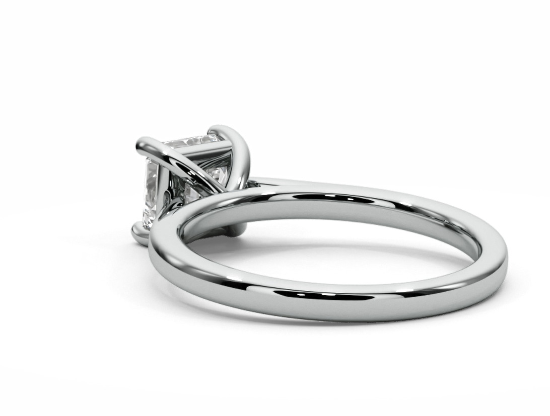 Emerald square engagement ring 3D print model_7
