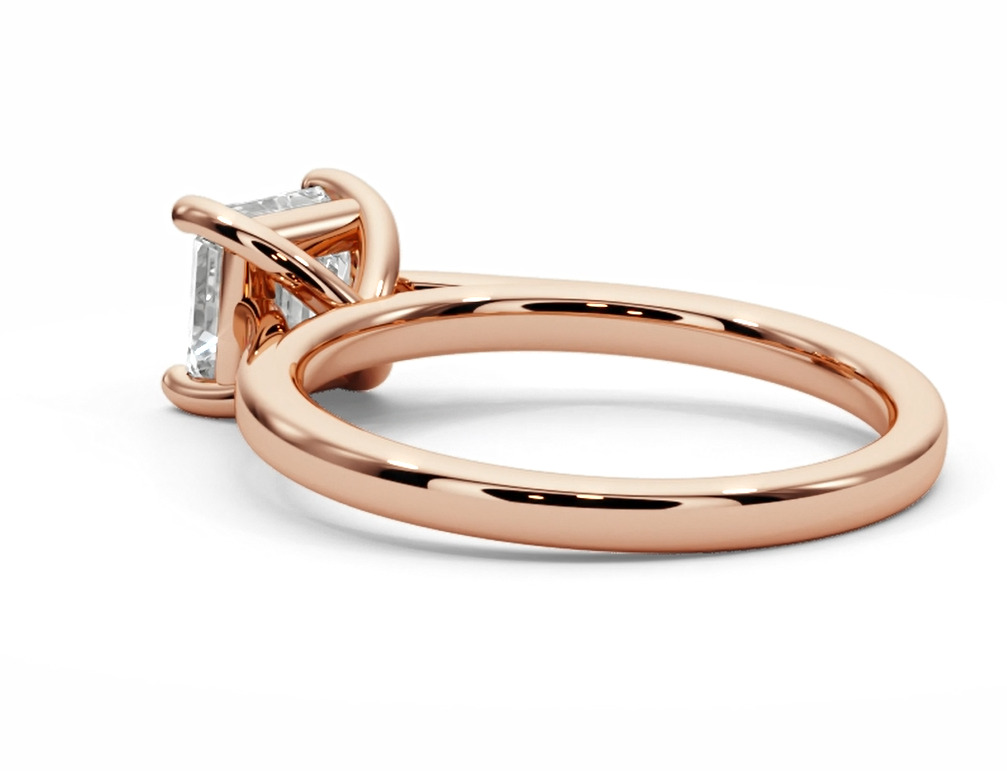 Emerald square engagement ring 3D print model_4