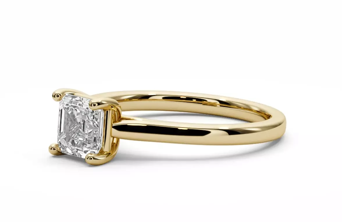 Emerald square engagement ring 3D print model_0